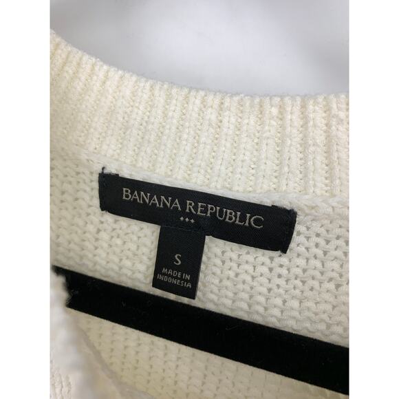 Banana Republic Sweater Women's Size Small Crew Neck Cotton Blend Cream - Picture 3 of 6